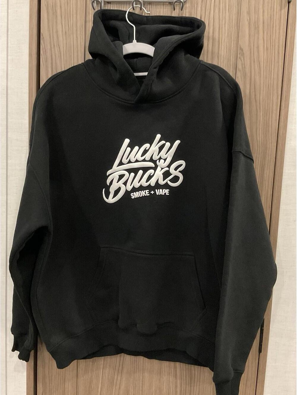 NWOT Lucky Bucks Mens Black Hoodie Thick Sweat Shirt Size M